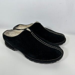 Cole Haan Women's Shoe Size 10B Suede Mule Clogs Faux Fur-Lined Black